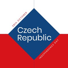 Illustration of 28th october and czech republic independence day on blue, red and white background