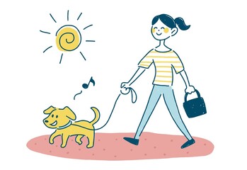 犬の散歩　イラスト