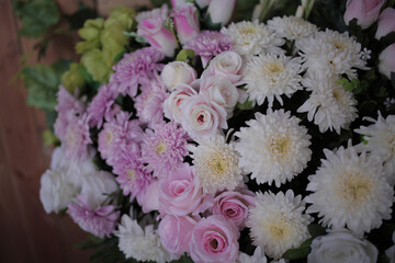 floral detail on wedding decoration