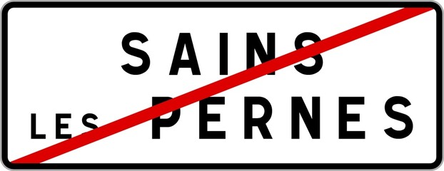 Panneau sortie ville agglomération Sains-lès-Pernes / Town exit sign Sains-lès-Pernes