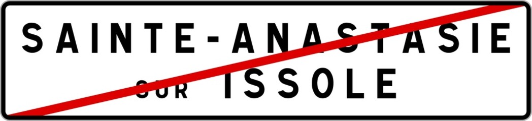 Panneau sortie ville agglomération Sainte-Anastasie-sur-Issole / Town exit sign Sainte-Anastasie-sur-Issole