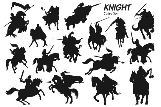 knight on horse silhouettes