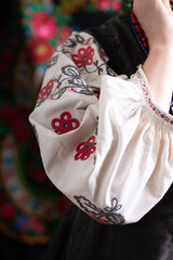 Fototapeta na wymiar A girl in traditional Ukrainian clothing