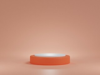 3d Orange podium with minimalist background, perfect for product display and promotion. -3d renderring