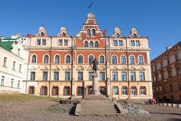 Square of the Old Town Hall on a sunny August day, Vyborg