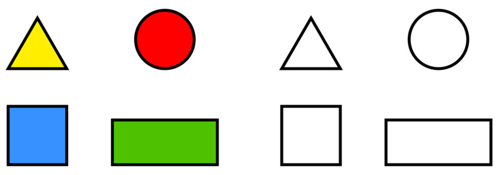 Basic shape outline set. Simple geometry shapes set. Geometric