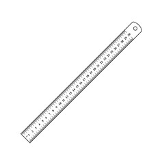 Ruler Outline Icon Illustration on White Background