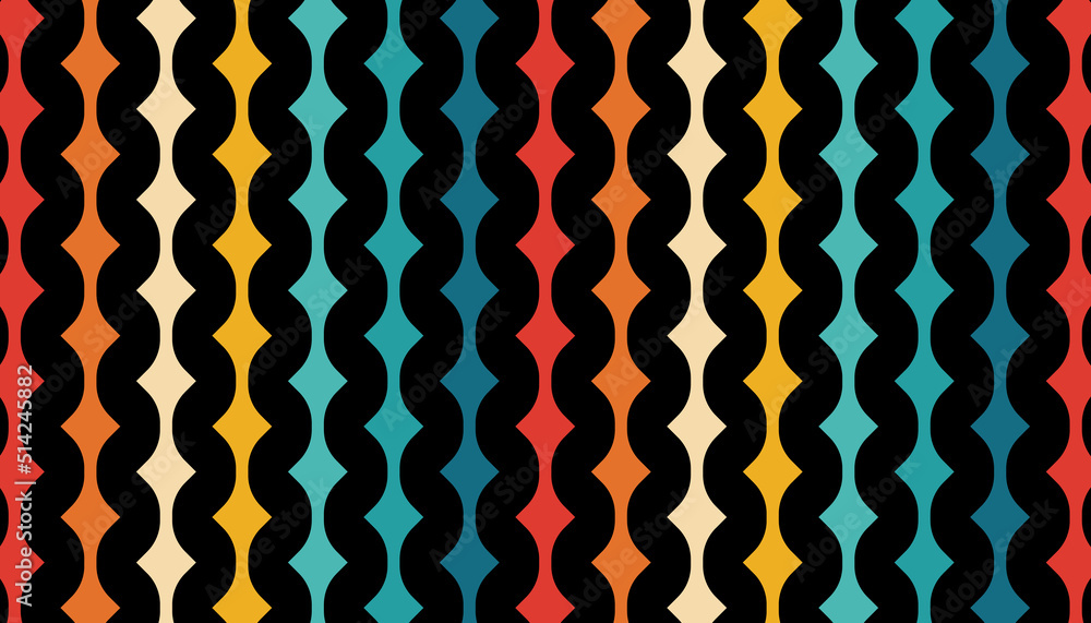 Poster abstract minimalist retro with rounded stripe elements. retro pattern background lines 70s. vector i