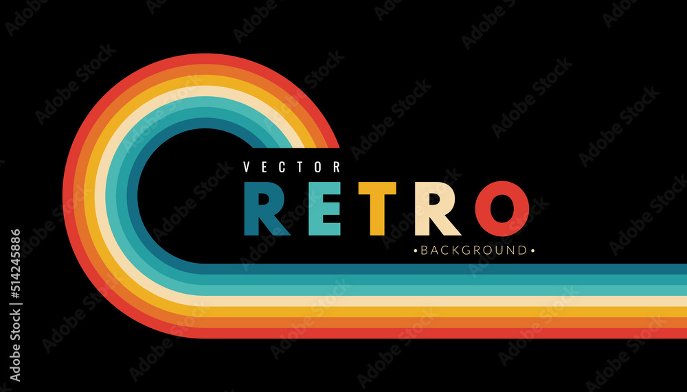 Poster abstract minimalist retro background with rounded stripe elements. retro background lines 70s. vecto