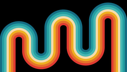 Retro style wave line lines 70s background. Vector illustration. © shamanviiii