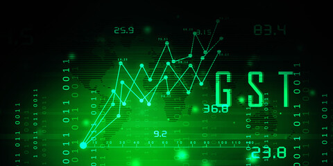 2d rendering Stock market online business concept. business Graph with GST