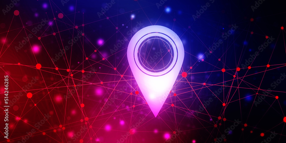 Poster 2d rendering red map pointer