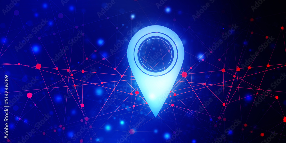 Poster 2d rendering red map pointer