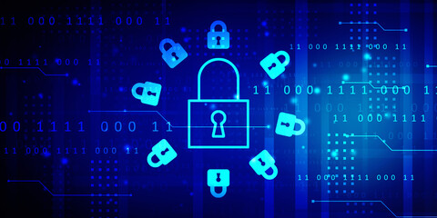 Naklejka premium 2d illustration Safety concept: Closed Padlock on digital background