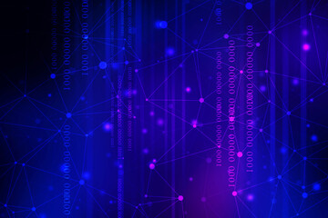 2d illustration abstract digital binary data on computer screen