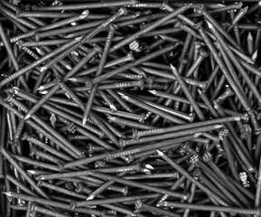 Steel nails background. Pile of steel nails.