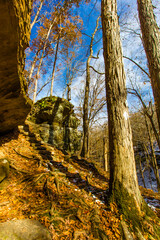 Fototapeta premium Hemlock Cliffs in Autumn after a light snow, Indiana