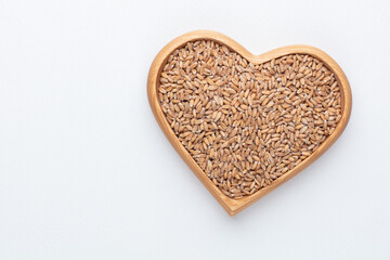 Wheat grain in a heart shape.