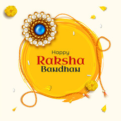 raksha bandhan creative abstract circular brush effect square poster design