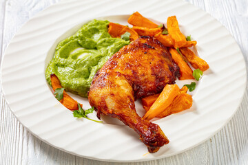 chicken with guasacaca sauce and sweet potato