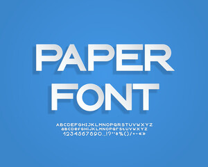 Realistic 3d paper font geometric style white color