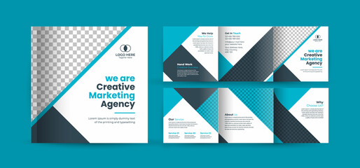 Fototapeta premium Creative business trifold brochure square brochure square flyer poster template design