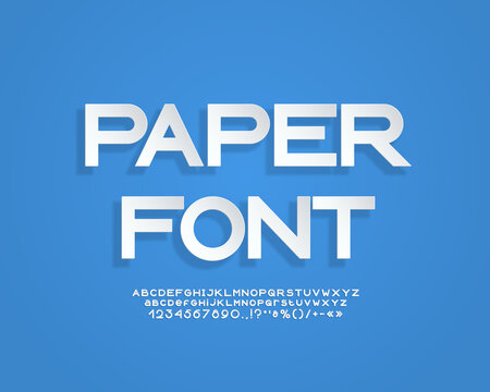 Realistic 3d paper font geometric style white color