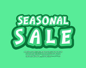 Green poster Seasonal sale with cartoon playful font