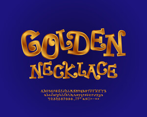 Cartoon funny sign Golden Necklace with curly font