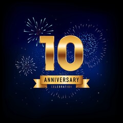 10 Years Anniversary Celebration, Vector Design Illustration Template