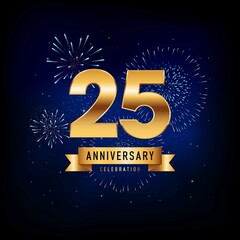 25 Years Anniversary Celebration, Vector Design Illustration Template