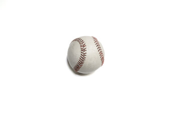 Closeup of used baseball on white background. copy space