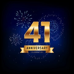 Naklejka premium 41 Years Anniversary Celebration, Vector Design Illustration Template