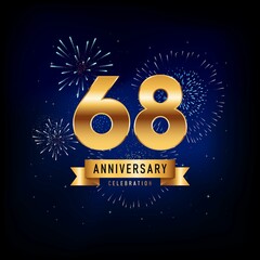 68 Years Anniversary Celebration, Vector Design Illustration Template