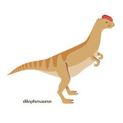 Hand drawn cartoon dinosaur Dilophosaurus