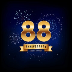 88 Years Anniversary Celebration, Vector Design Illustration Template