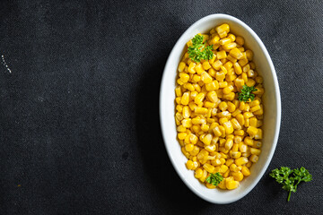 corn plate boiled fresh healthy meal food snack diet on the table copy space food background rustic 