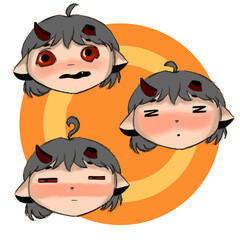 Cartoon fantastic faun character with different emotions