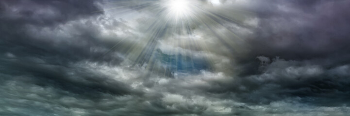 Fototapeta premium Dramatic sky with dark clouds. Dark rain clouds