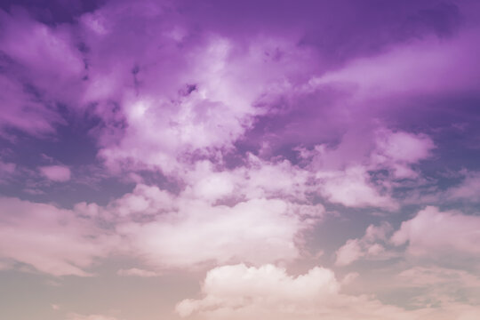 Colorful dramatic lilac sky and ultra violet clouds