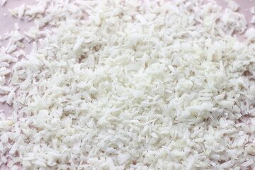 Coconut flakes close up macro background