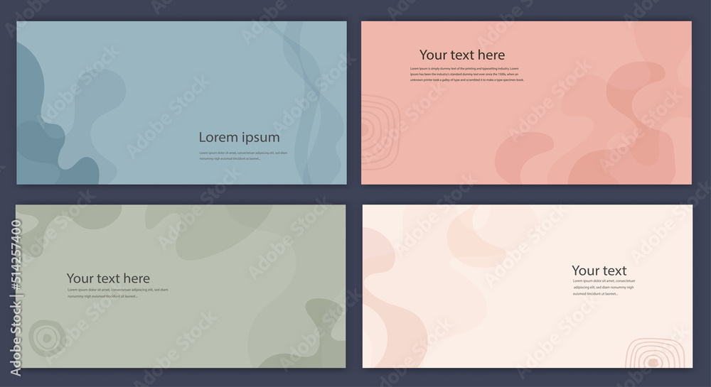 Wall mural creative modern layout template set in minimalist style with curved shapes.set poster copy space.bac