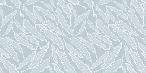 white and grey leaves pattern vector seamless for bedding fashion designs summer, autumn