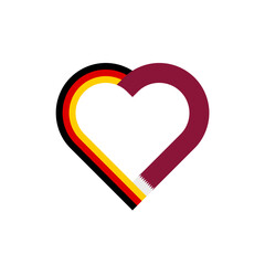 unity concept. heart ribbon icon of germany and qatar flags. vector illustration isolated on white background