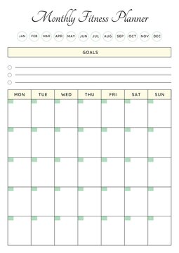 Monthly Fitness Planner