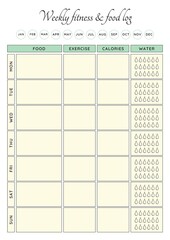 Weekly fitness & food log