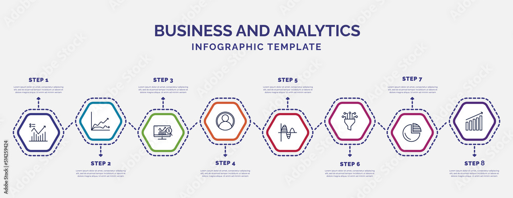 Poster infographic template with icons and 8 options or steps. infographic for business and analytics conce