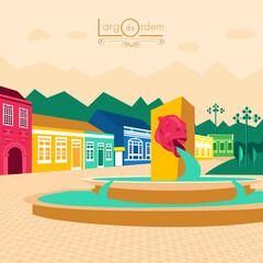 illustration of a city with houses