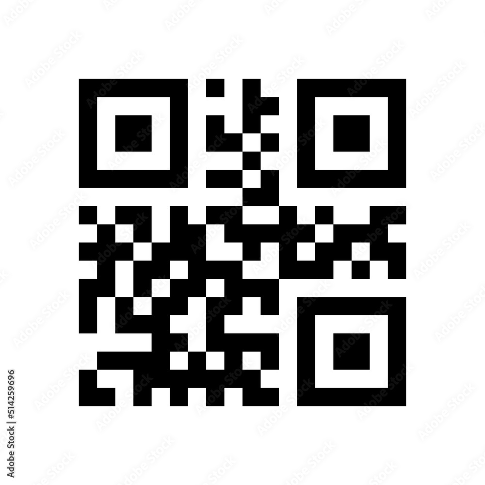 Poster qr code arbitrary, icon from black cubes on white background.