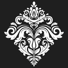 Oriental vector ornament with arabesques and floral elements. Traditional classic ornament with white rhombus. Vintage pattern with arabesques